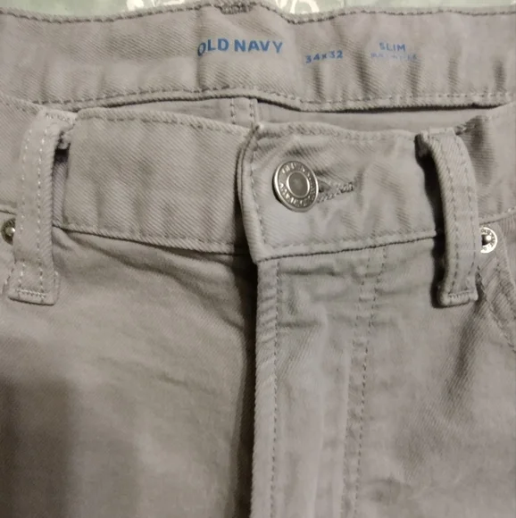 Old Navy Light Gray Plain Pockets Slim Fit Pants jeans 34 X 32 - Picture 3 of 3